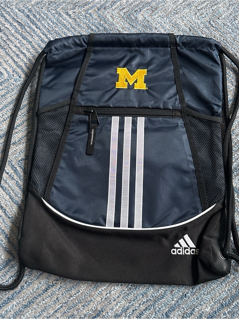 adidas U of M Navy and Black Drawstring Bag
